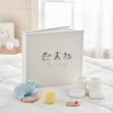 Linen Finish Baby Photo Album Gift Boxed With Metal Icons 50 6 x 4" Photos Baby Photo Album ukgiftstoreonline