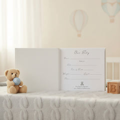 Linen Finish Baby Photo Album Gift Boxed With Metal Icons 50 6 x 4" Photos Baby Photo Album ukgiftstoreonline