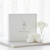 Suede Christening Photo Picture Album With 3D Teddy Emblem Christening Photo Album ukgiftstoreonline