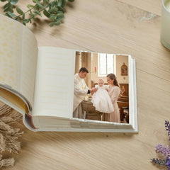 Suede Christening Photo Picture Album With 3D Teddy Emblem Christening Photo Album ukgiftstoreonline