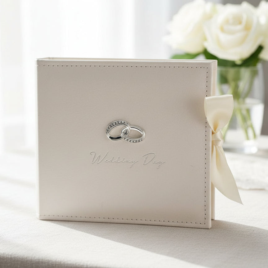 Wedding Photo Album – Luxury Suede Keepsake Gift With 3D Rings & Ribbon Closure wedding photo album ukgiftstoreonline
