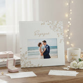Engagement Glass Photo Frame – Pale Grey Keepsake With Gold Glitter Detail ukgiftstoreonline