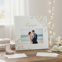 Engagement Glass Photo Frame – Pale Grey Keepsake With Gold Glitter Detail ukgiftstoreonline