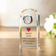 Personalised 40th Wedding Anniversary Crystal Glass Clock Gift Personalised Crystal Glass ukgiftstoreonline