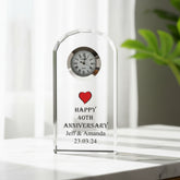 Personalised 40th Wedding Anniversary Crystal Glass Clock Gift Personalised Crystal Glass ukgiftstoreonline
