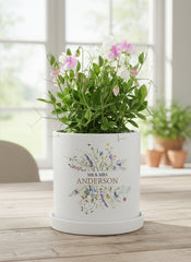 Personalised Wedding Plant Pot – Handcrafted Terracotta Planter With Floral Design ukgiftstoreonline