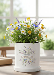 Personalised Wedding Plant Pot – Handcrafted Terracotta Planter With Floral Design ukgiftstoreonline