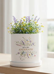 Personalised Wedding Plant Pot – Handcrafted Terracotta Planter With Floral Design ukgiftstoreonline