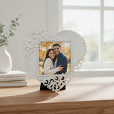 Heart Photo Frame – White Antique Lace 3x3 Filigree Frame | Valentine Gift ukgiftstoreonline