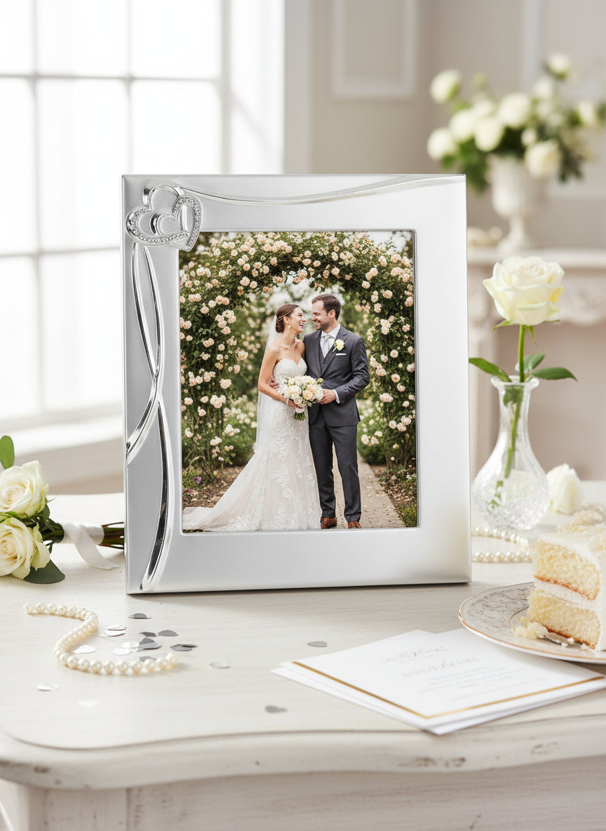 Silver Plated Wedding Frame | Crystal Embellished 8x10 Photo Frame photo frame ukgiftstoreonline