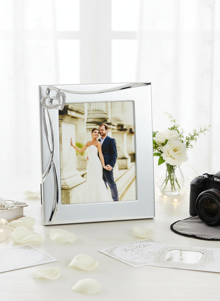 Silver Plated Wedding Frame | Crystal Embellished 8x10 Photo Frame photo frame ukgiftstoreonline
