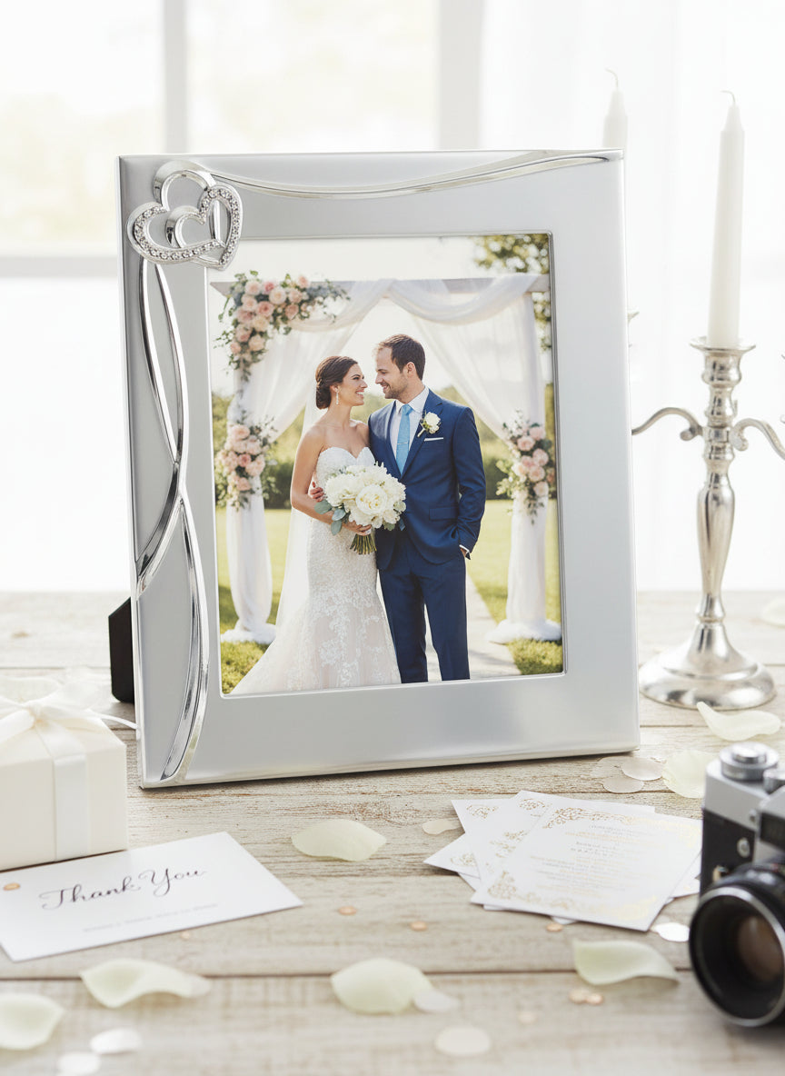 Silver Plated Wedding Frame | Crystal Embellished 8x10 Photo Frame photo frame ukgiftstoreonline