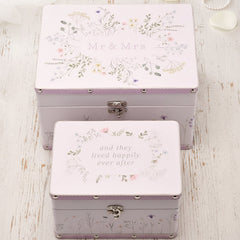 Wedding Keepsake Box – Floral Wildflower Design Memory Storage & Anniversary Gift Set Keepsake Memory Box Raised Words