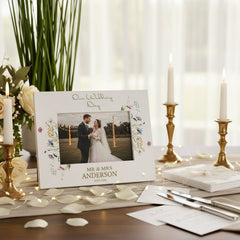 Personalised Wedding Photo Frame – Custom Engraved Floral Wildflower Keepsake 6x4 Photo Frame ukgiftstoreonline