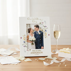 Personalised Wedding Photo Frame – Custom Engraved Floral Wildflower Keepsake 6x4 Photo Frame ukgiftstoreonline