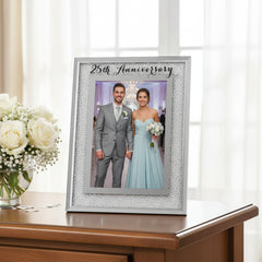 25th Silver Wedding Anniversary Crystal Border 5 x 7 Photo Frame Gift Anniversary Photo Frame ukgiftstoreonline