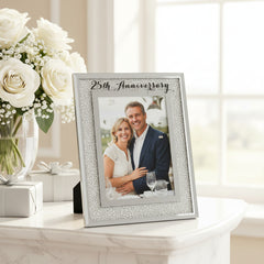 25th Silver Wedding Anniversary Crystal Border 5 x 7 Photo Frame Gift Anniversary Photo Frame ukgiftstoreonline