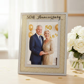 50th Anniversary Photo Frame – Golden Wedding Frame with Crystal Border 5x7 Keepsake Gift Anniversary Photo Frame ukgiftstoreonline