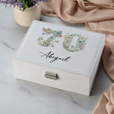 Personalised 70th Birthday Jewellery Box Gift For Her With Butterflies and Flowers