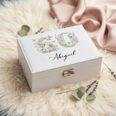 Personalised 60th Birthday Jewellery Box Gift For Her With Butterflies and Flowers