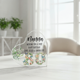 Personalised 80th Birthday Gift Heart Block in Silk Lined Gift Box With Flowers and Butterflies