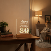 Personalised 80th birthday Gift For Her LED Light With Flowers and Butterflies