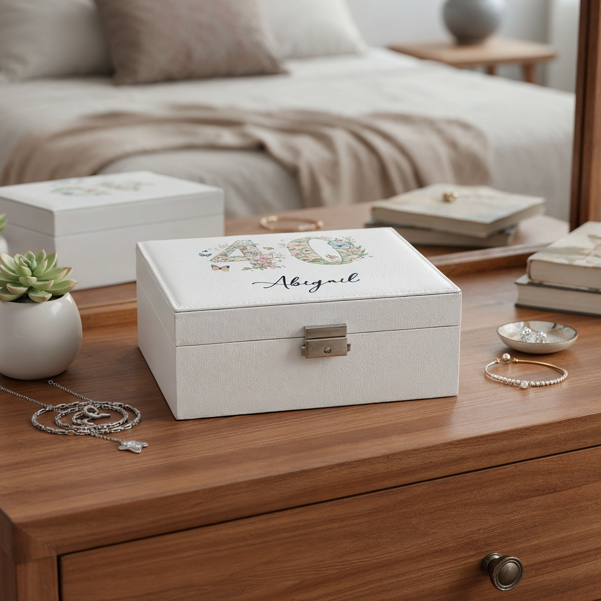 Personalised 40th Birthday Jewellery Box Gift For Her With Butterflies and Flowers Personalised Jewellery Box ukgiftstoreonline