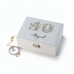 Personalised 40th Birthday Jewellery Box Gift For Her With Butterflies and Flowers Personalised Jewellery Box ukgiftstoreonline