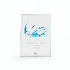 Personalised Badminton Glass Trophy Plaque Award With Colour Print