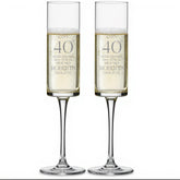 Pair Of Modern and Elegant Personalised 40th anniversary Tall Champagne Prosecco Glasses Gift