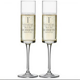 Pair Of Modern and Elegant Personalised 1st anniversary Tall Champagne Prosecco Glasses Gift