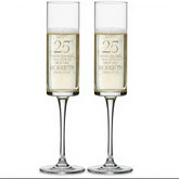 Pair Of Modern and Elegant Personalised 25th anniversary Tall Champagne Prosecco Glasses Gift