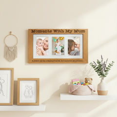 Moments With Mum Engraved Wooden Triple picture photo frame for Mothers Day Birthday or Christmas Mum Photo Frame ukgiftstoreonline