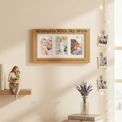 Moments With Mum Engraved Wooden Triple picture photo frame for Mothers Day Birthday or Christmas Mum Photo Frame ukgiftstoreonline