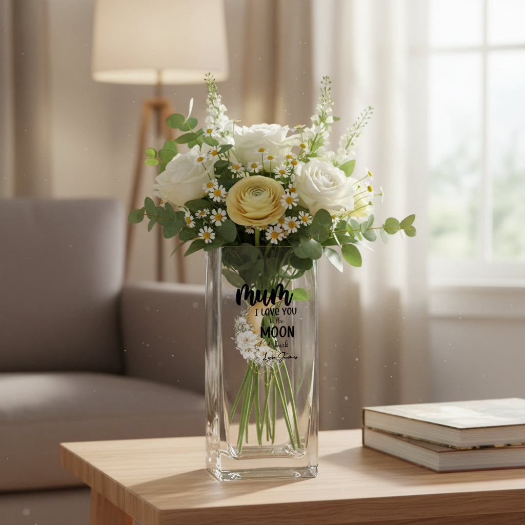 Personalised Mum Flower Vase Gift Love You To The Moon and Back Loving Memory Remembrance ukgiftstoreonline