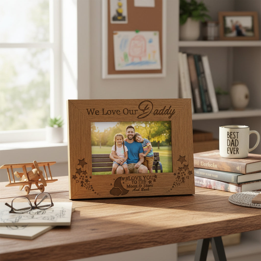 We Love Our Daddy Wooden Engraved Photo Frame Gift Daddy Photo Frame ukgiftstoreonline 8 x 10 Inch