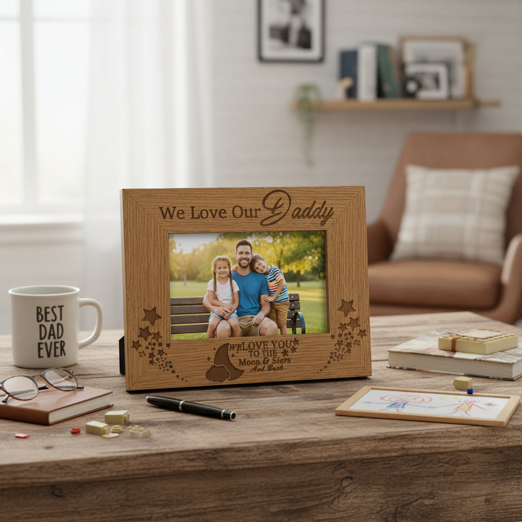 We Love Our Daddy Wooden Engraved Photo Frame Gift Daddy Photo Frame ukgiftstoreonline