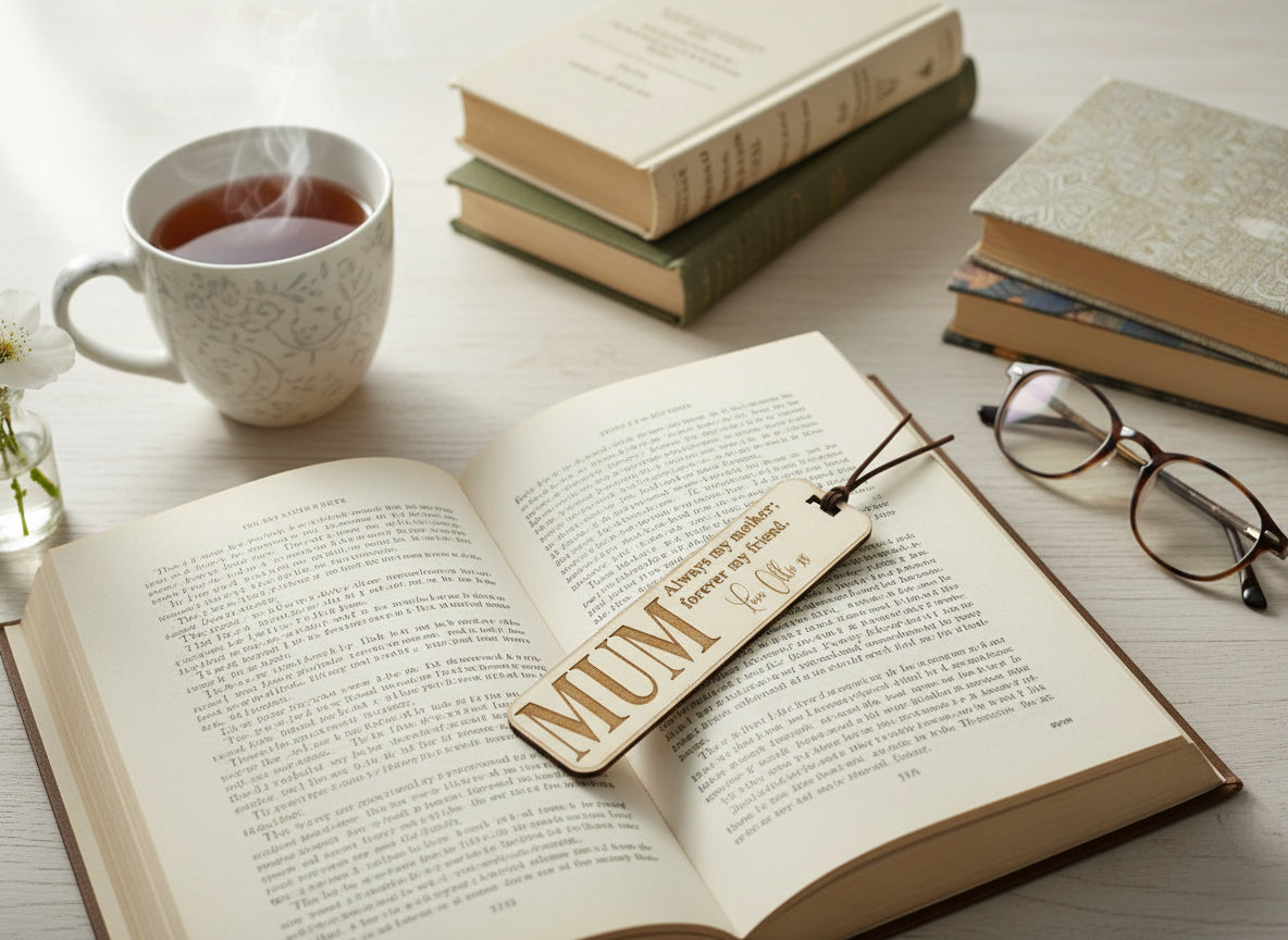 Personalised Mum Gift Engraved Wooden Bookmark with Sentiment Personalised Bookmark ukgiftstoreonline