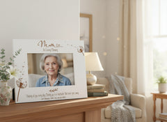 Mum Remembrance White Engraved Photo Frame Personalised Landscape With Dandelions Family Photo frame ukgiftstoreonline