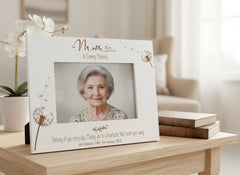 Mum Remembrance White Engraved Photo Frame Personalised Landscape With Dandelions Family Photo frame ukgiftstoreonline