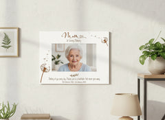 Mum Remembrance White Engraved Photo Frame Personalised Landscape With Dandelions Family Photo frame ukgiftstoreonline