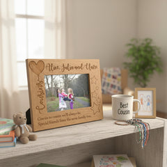 Personalised Cousins Engraved Wooden Photo Frame Balloon Design Photo Frame ukgiftstoreonline