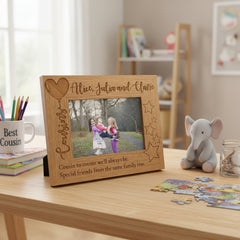 Personalised Cousins Engraved Wooden Photo Frame Balloon Design Photo Frame ukgiftstoreonline