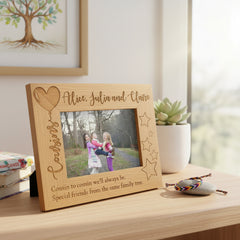 Personalised Cousins Engraved Wooden Photo Frame Balloon Design Photo Frame ukgiftstoreonline