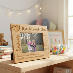 Personalised Cousins Engraved Wooden Photo Frame Balloon Design Photo Frame ukgiftstoreonline