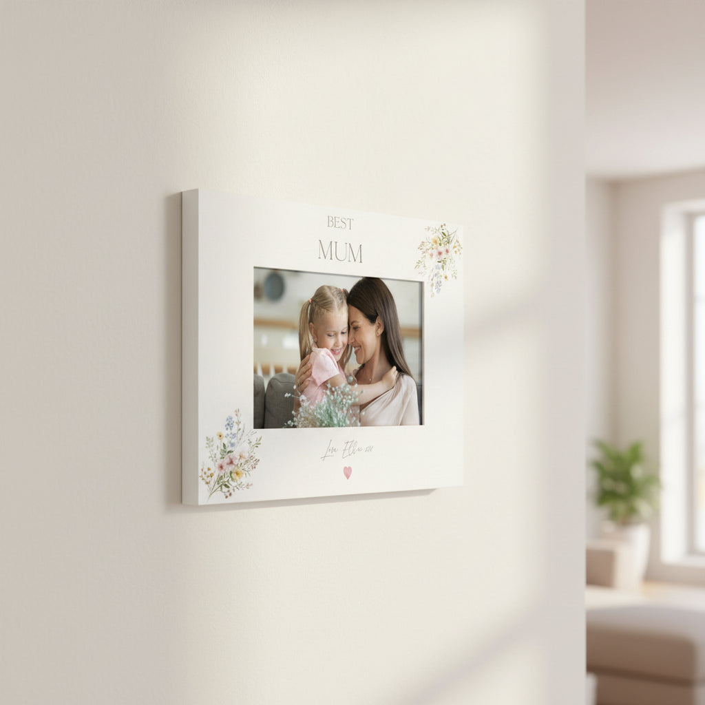 Personalised White Mum Photo Picture Frame Gift With Delicate Flowers Photo Frame ukgiftstoreonline