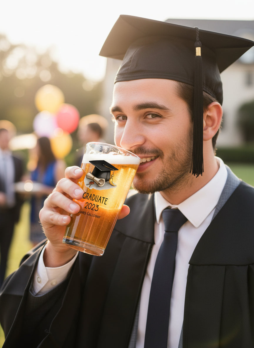 Personalised Graduation Beer Glass Gift Keepsake for Him personalised beer glasses ukgiftstoreonline