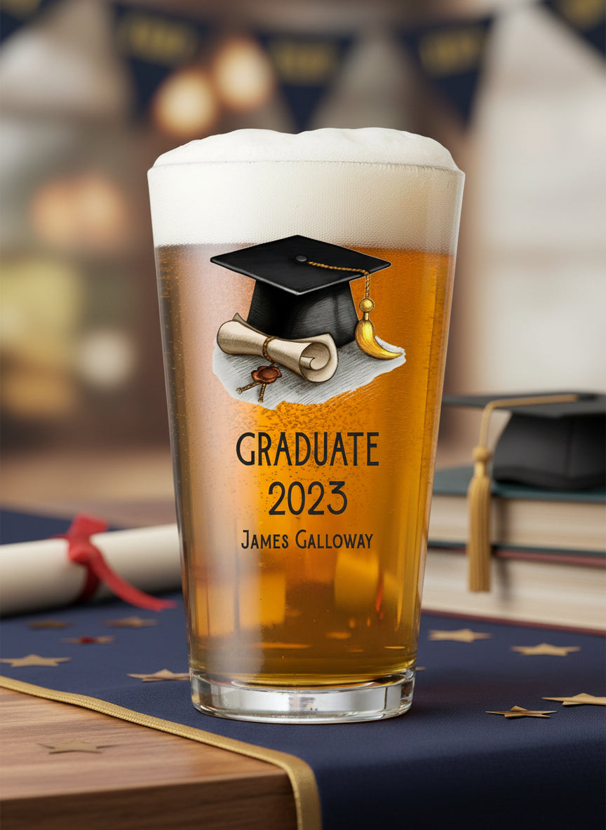 Personalised Graduation Beer Glass Gift Keepsake for Him personalised beer glasses ukgiftstoreonline