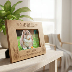 Personalised Rabbit Remembrance Memorial Engraved Wooden Photo Frame gift