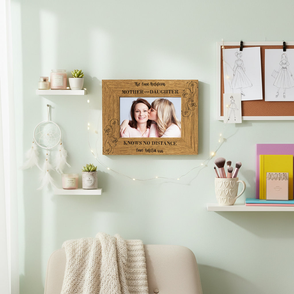 Personalised Mother & Daughter Knows No Distance Engraved Wooden Photo Frame Gift Daughter Photo Frame ukgiftstoreonline